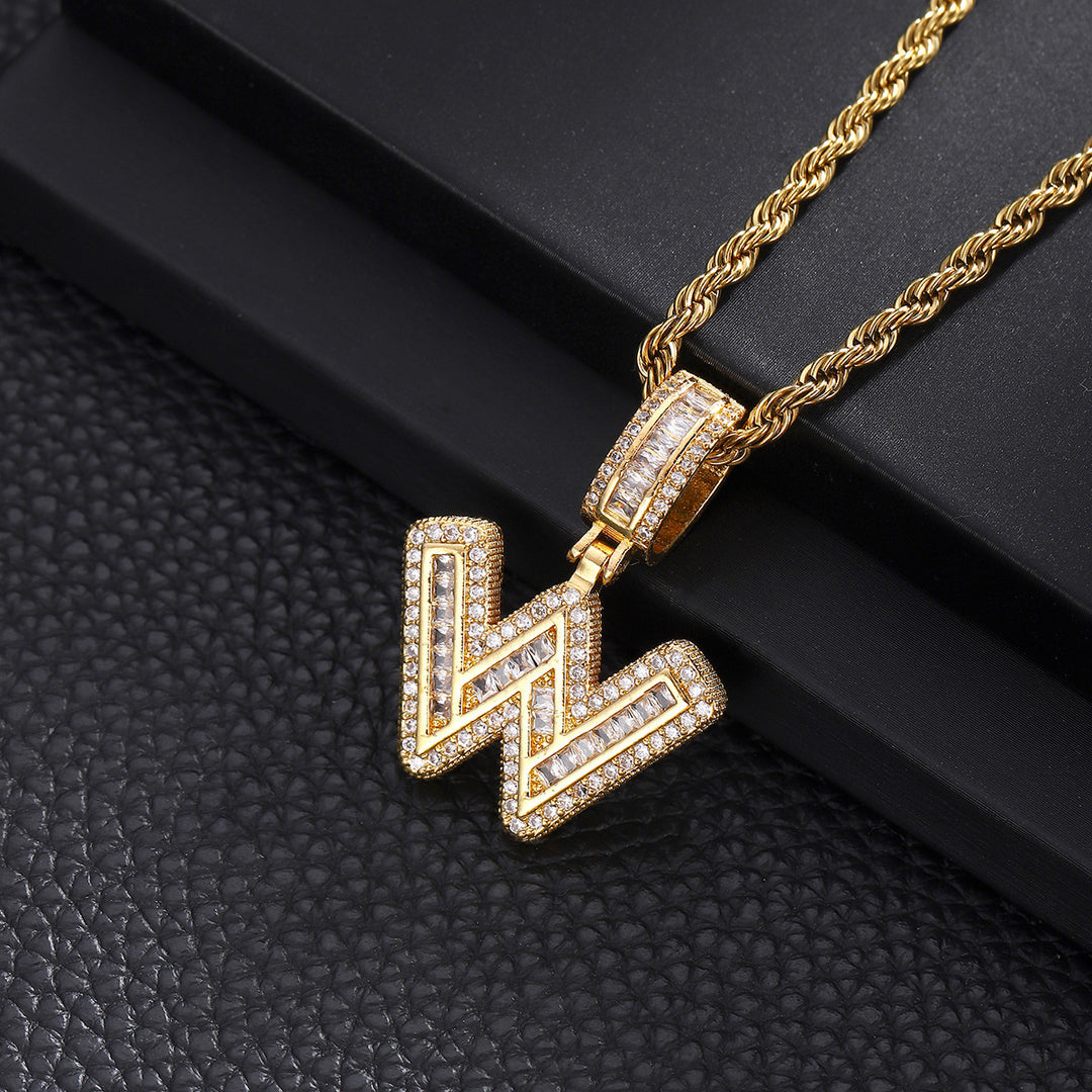 Full-Diamond Letter Cuban Link Necklace (26 Letters Optional | Gold/Silver Dual Tone)