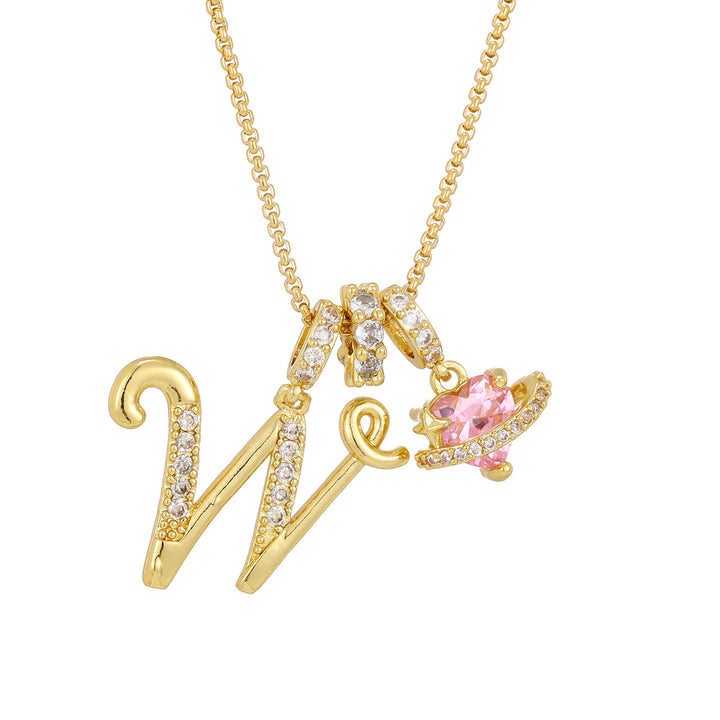Dopamine 26 English Floral Letter Necklace - Girls' Light Luxury Niche High-End Jewelry