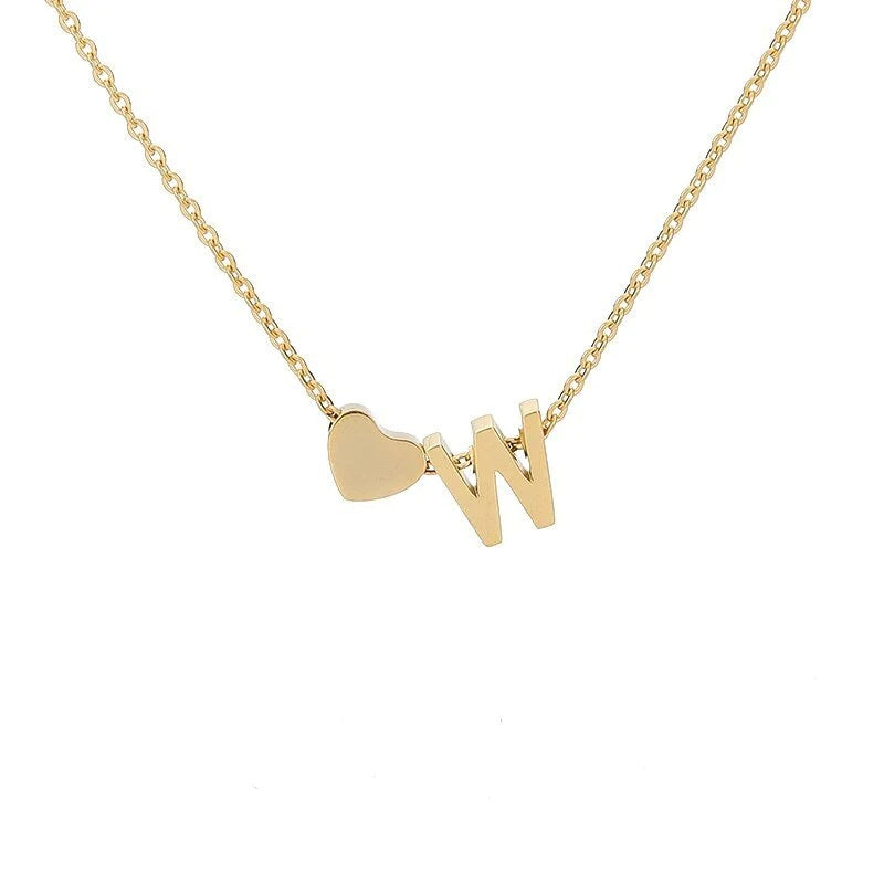 Heart & Initial Letter Choker (26 Letters Optional | Gold/Silver Dual Tone)