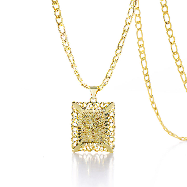 Square 14K Gold Alphabet Necklace
