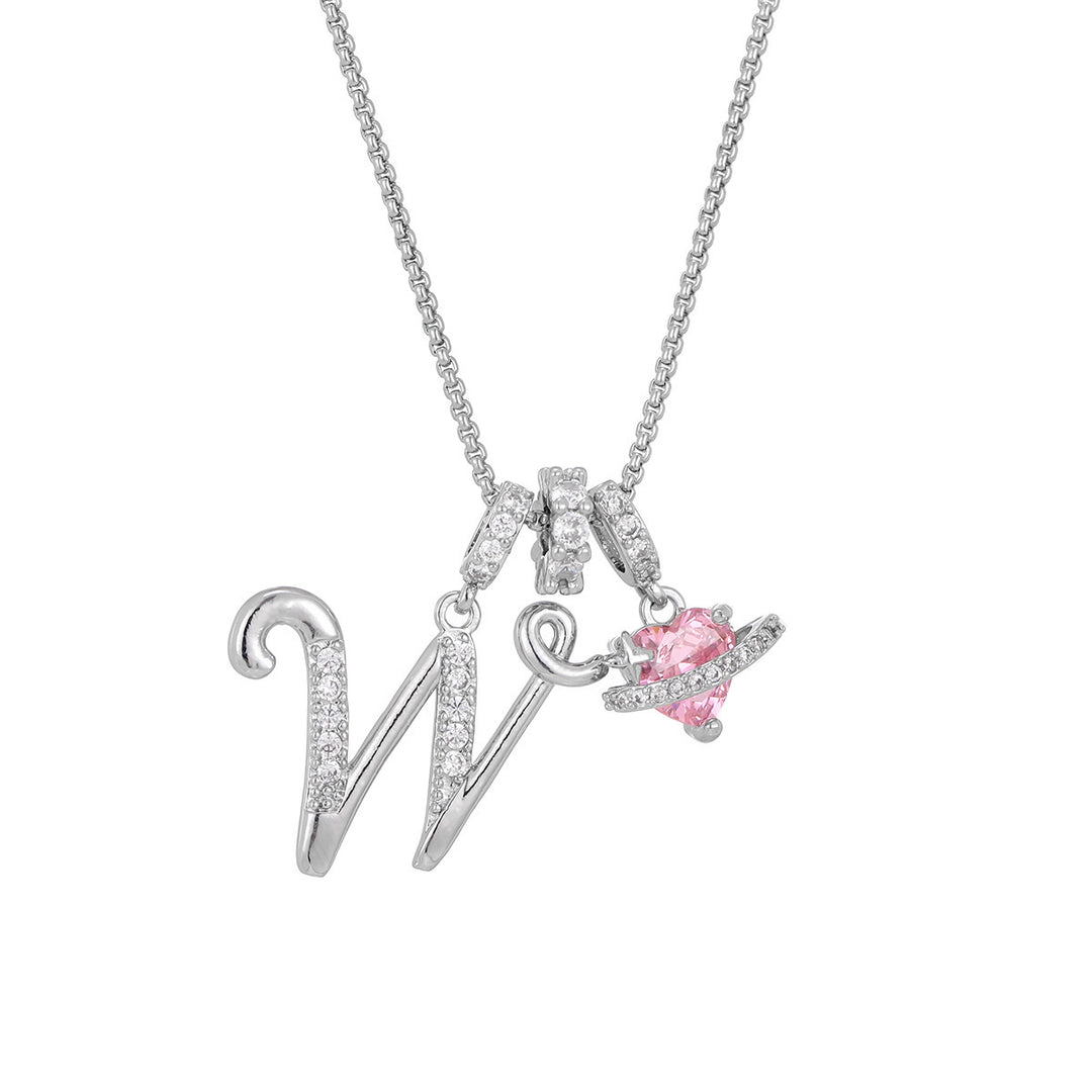 Dopamine 26 English Floral Letter Necklace - Girls' Light Luxury Niche High-End Jewelry
