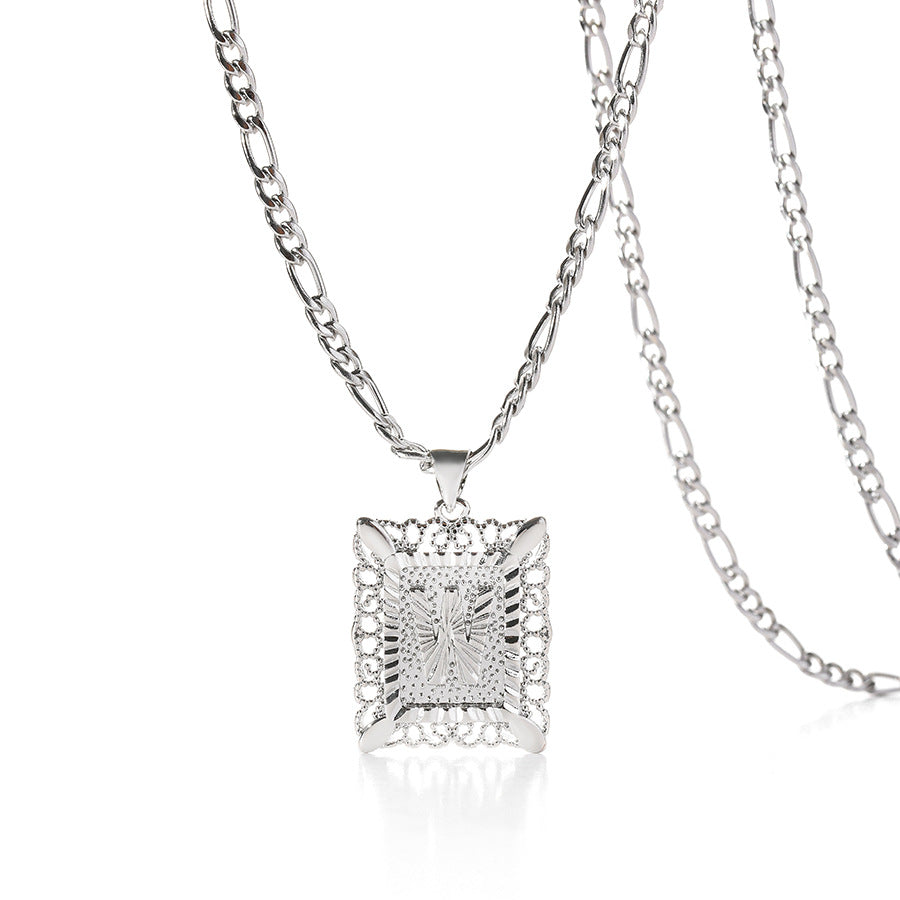 Square 14K Gold Alphabet Necklace