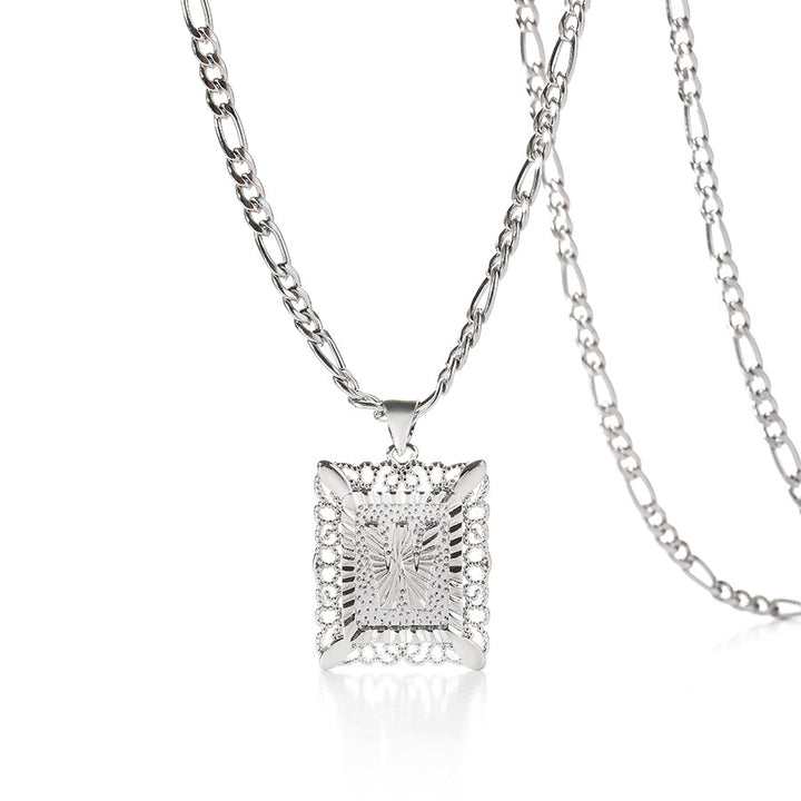 Square 14K Gold Alphabet Necklace