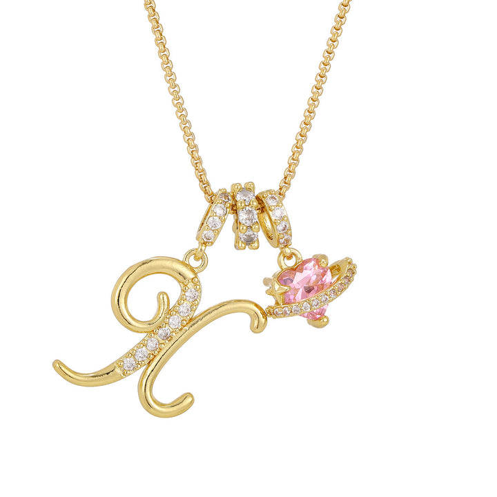 Dopamine 26 English Floral Letter Necklace - Girls' Light Luxury Niche High-End Jewelry
