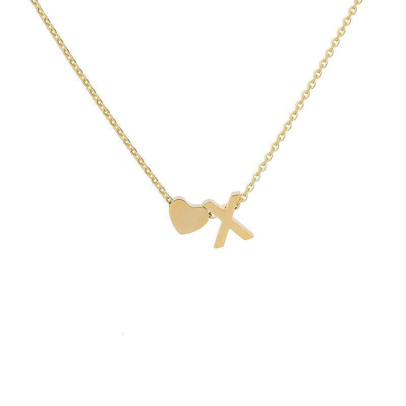 Heart & Initial Letter Choker (26 Letters Optional | Gold/Silver Dual Tone)