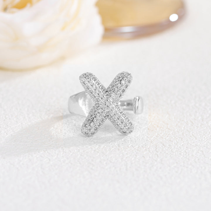 Bubble Letter Full-diamond Open Ring