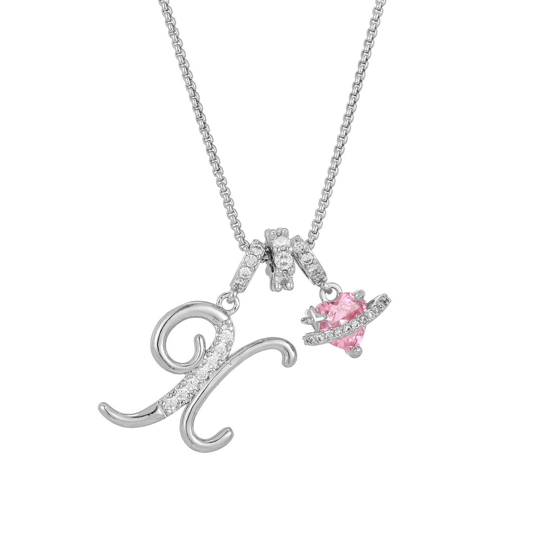 Dopamine 26 English Floral Letter Necklace - Girls' Light Luxury Niche High-End Jewelry