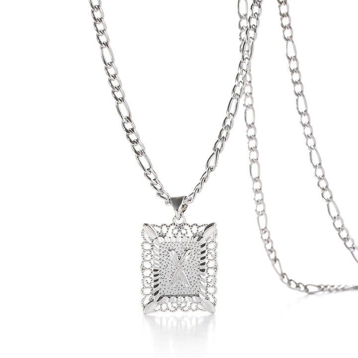 Square 14K Gold Alphabet Necklace