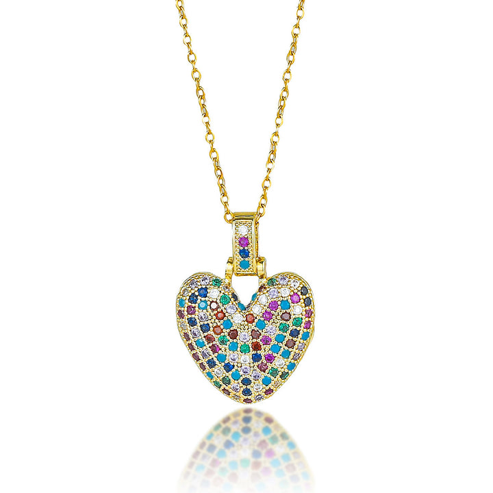 Colorful Full-Zircon Letter Pendant Necklace