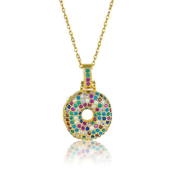 Colorful Full-Zircon Letter Pendant Necklace