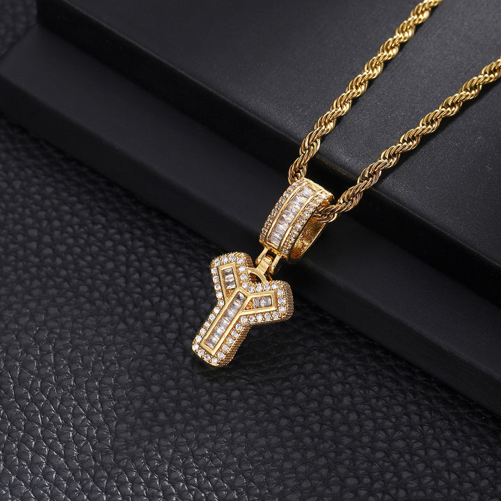 Full-Diamond Letter Cuban Link Necklace (26 Letters Optional | Gold/Silver Dual Tone)
