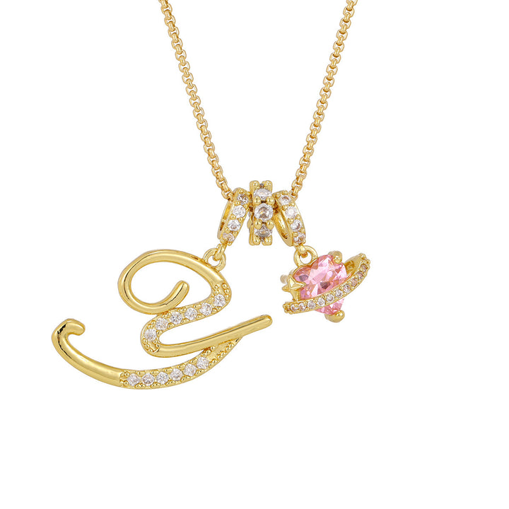 Dopamine 26 English Floral Letter Necklace - Girls' Light Luxury Niche High-End Jewelry