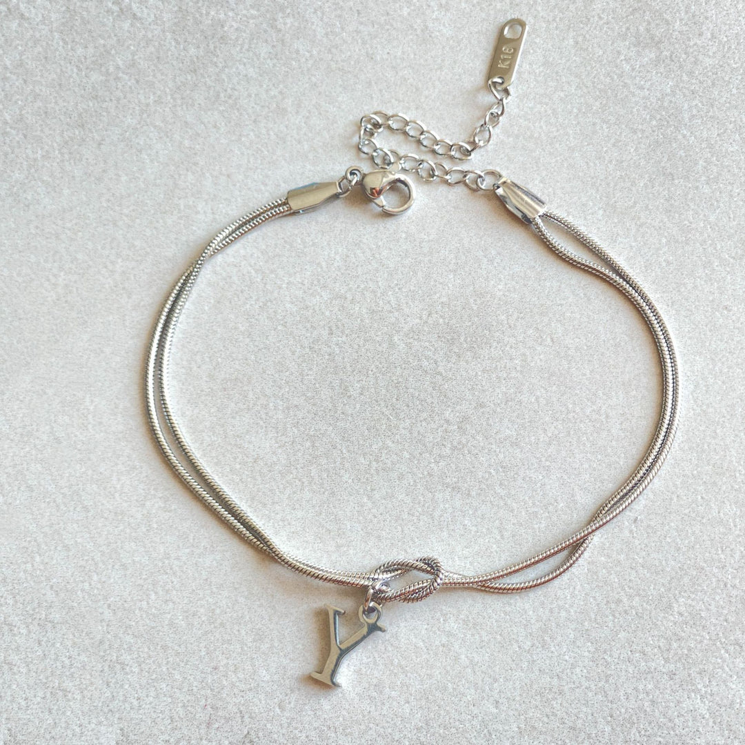 26 Letter Pendant Handmade Knotted Herringbone Snake Chain Couple Bracelet
