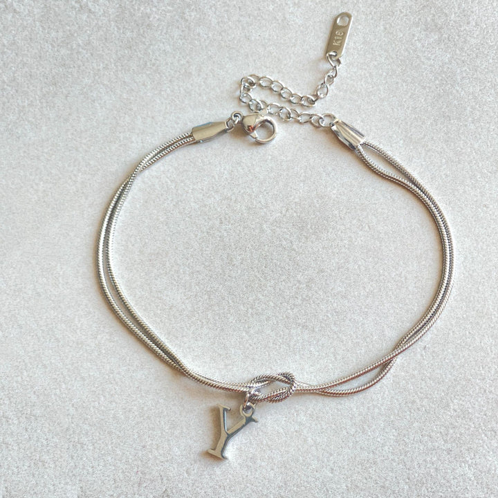 26 Letter Pendant Handmade Knotted Herringbone Snake Chain Couple Bracelet