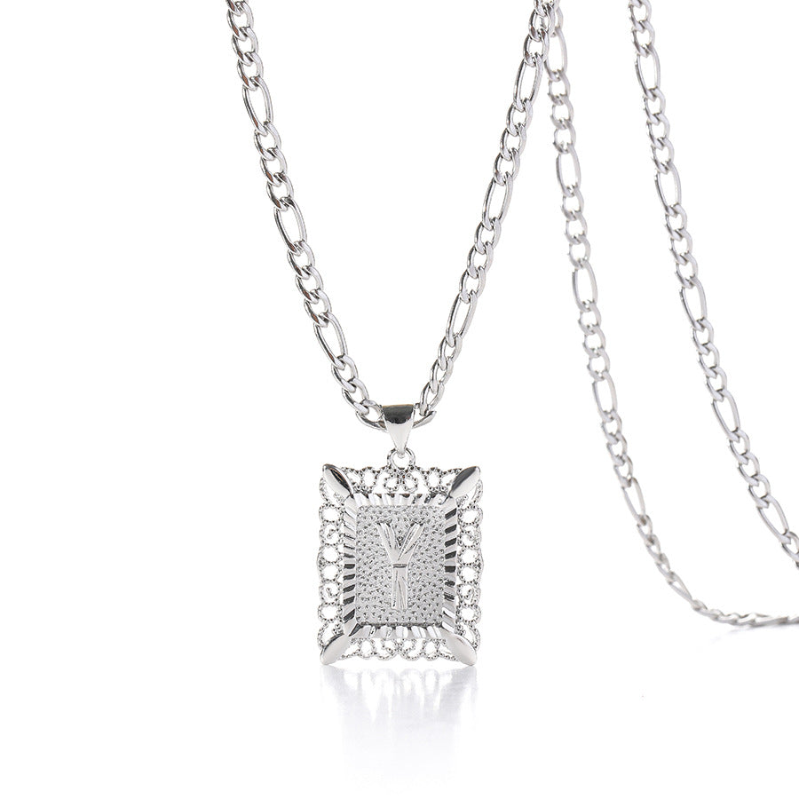 Square 14K Gold Alphabet Necklace