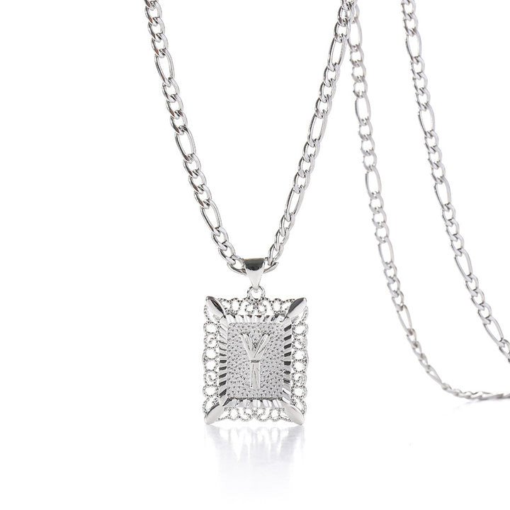 Square 14K Gold Alphabet Necklace