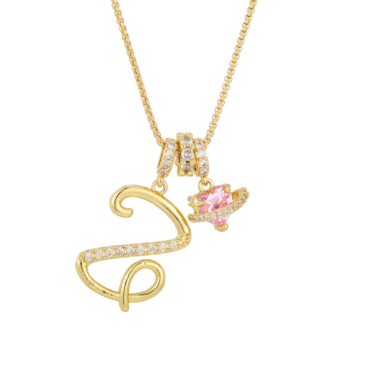 Dopamine 26 English Floral Letter Necklace - Girls' Light Luxury Niche High-End Jewelry