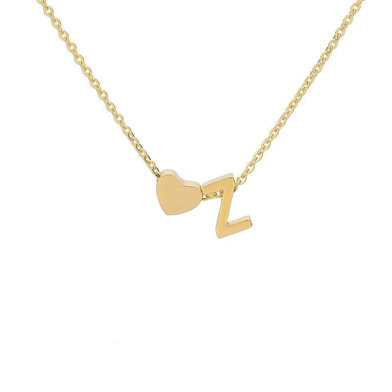 Heart & Initial Letter Choker (26 Letters Optional | Gold/Silver Dual Tone)