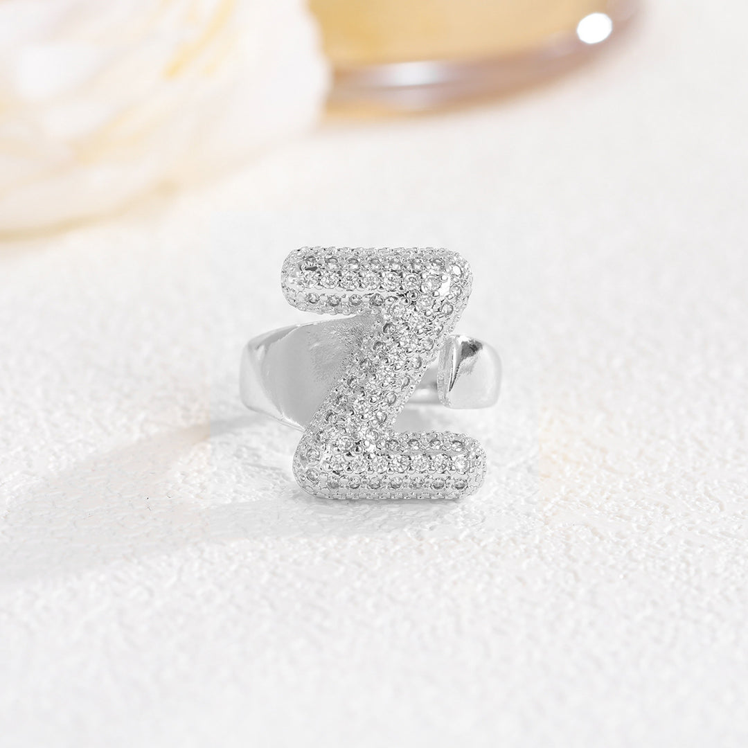 Bubble Letter Full-diamond Open Ring