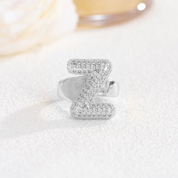Bubble Letter Full-diamond Open Ring