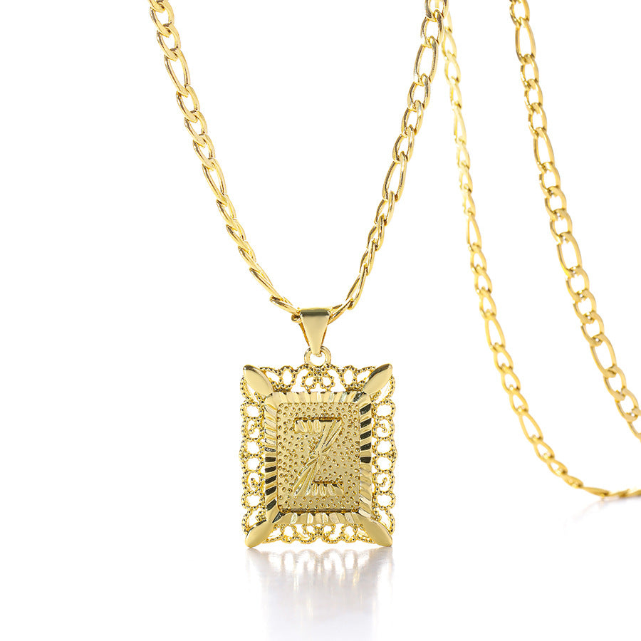 Square 14K Gold Alphabet Necklace
