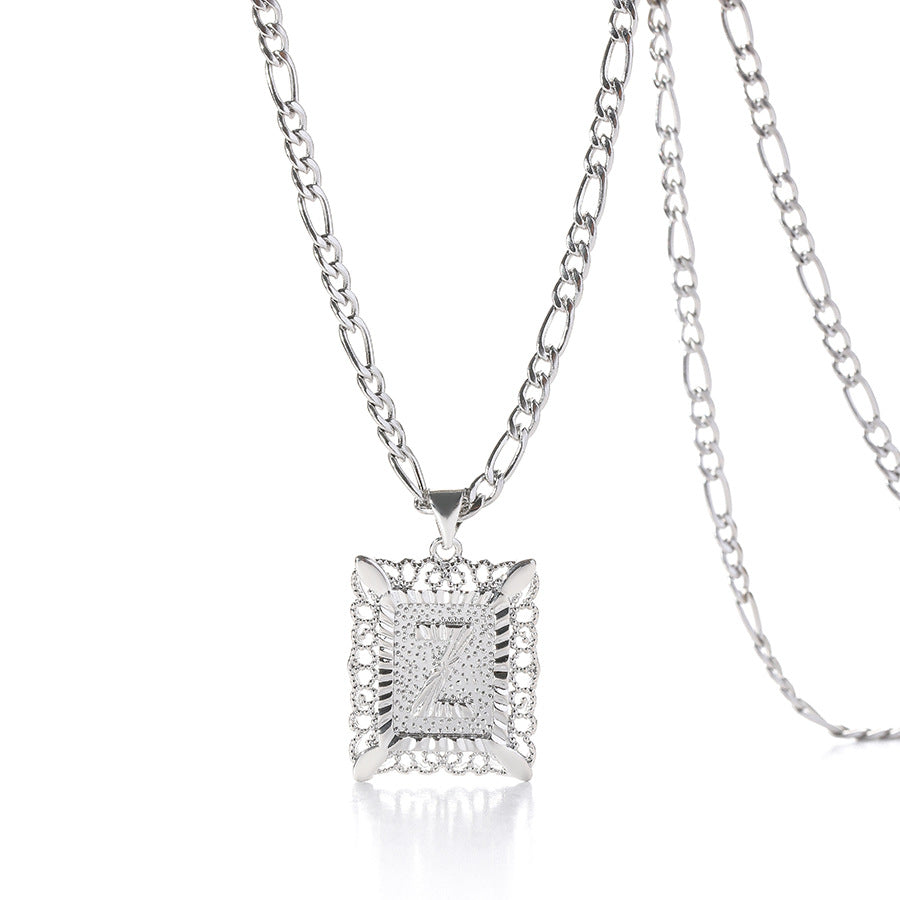 Square 14K Gold Alphabet Necklace