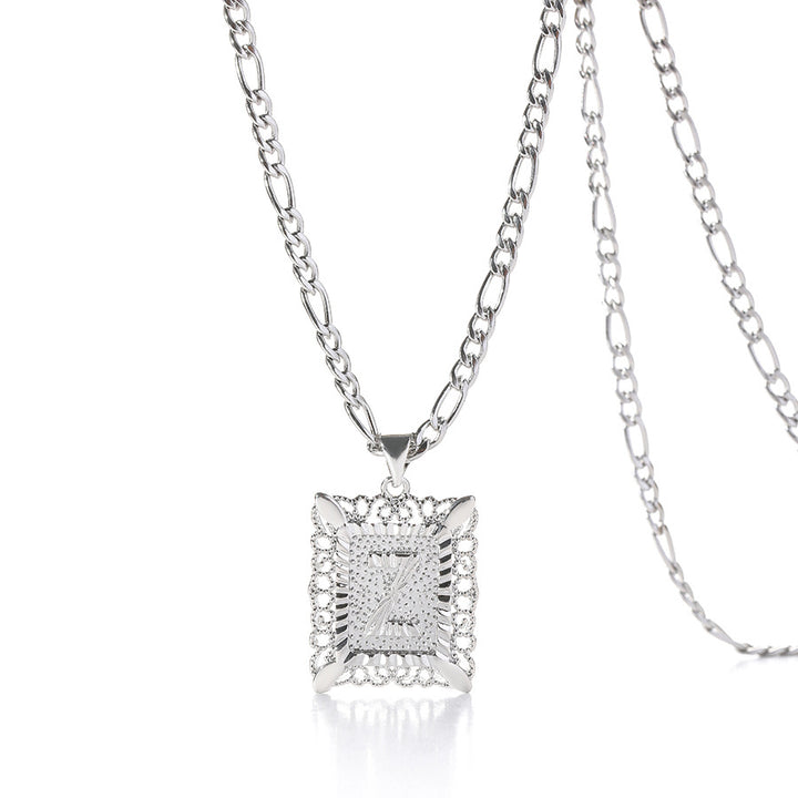 Square 14K Gold Alphabet Necklace