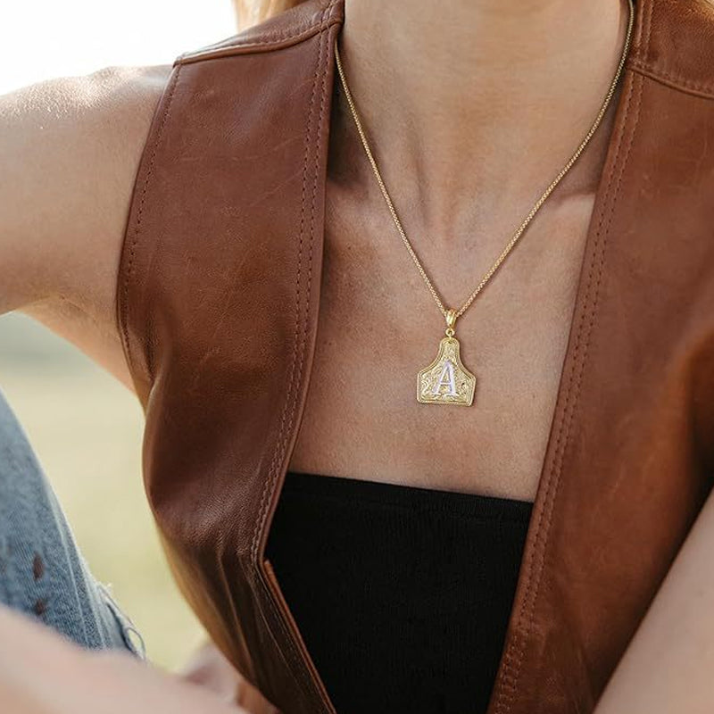 Unisex Gold-Plated Initial Letter Pendant Necklace